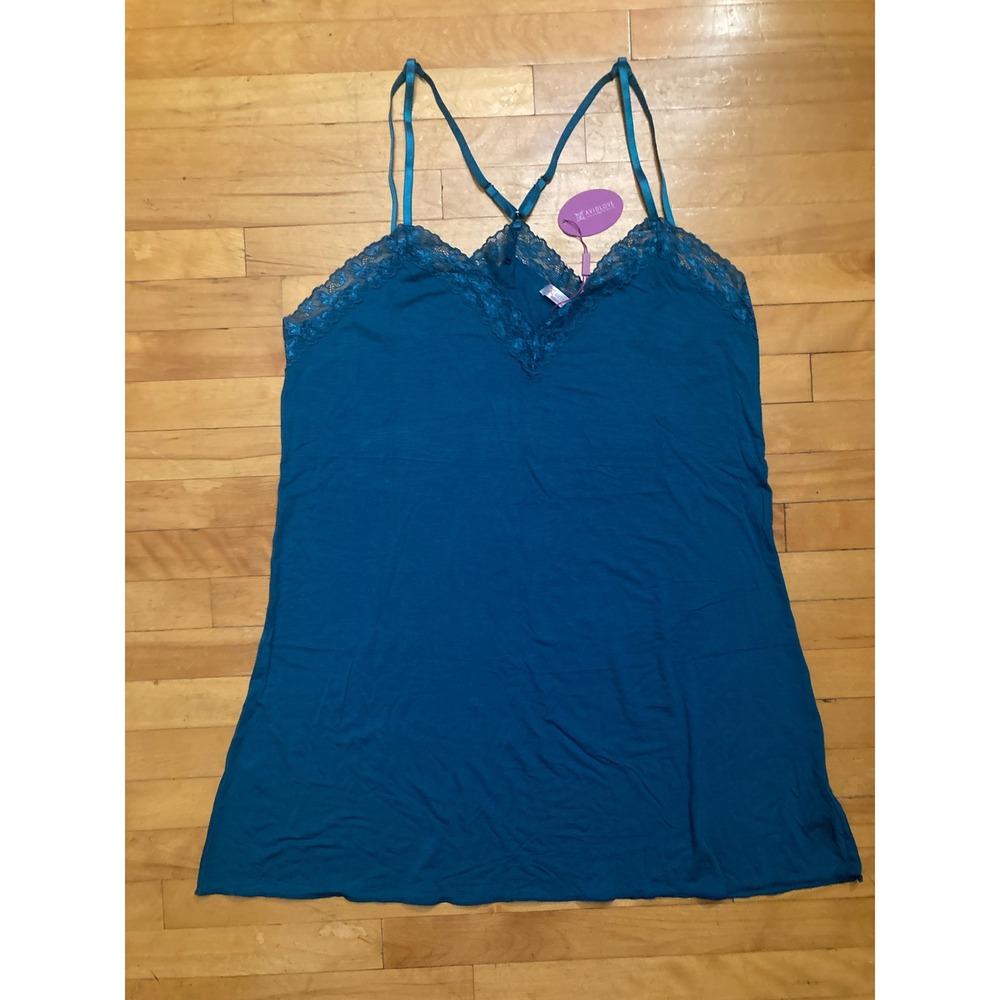 Avidlove Teal Blue Lace Trim Chemise Nightgown Adjustable Straps Size 2XL NWT